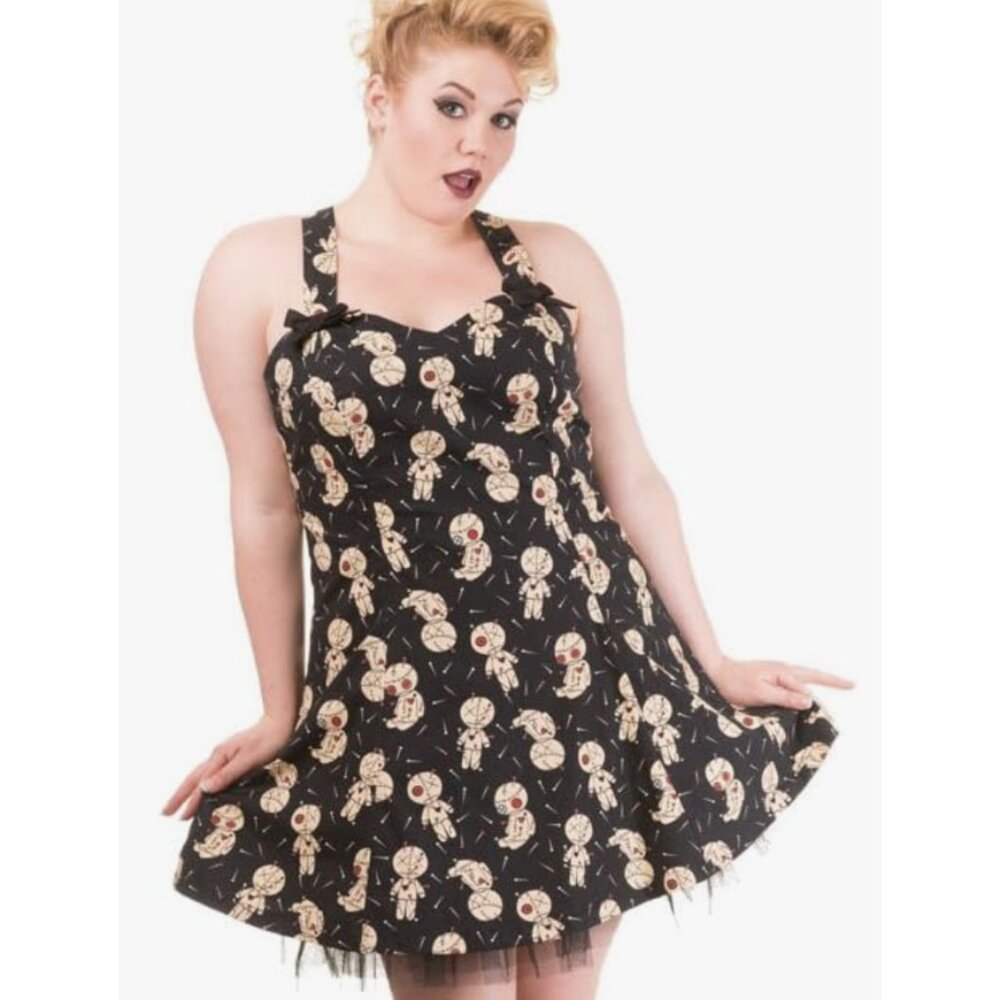 BANNED VINTAGE Distractions Voodoo Doll Rockabilly Pinup Tulle Dress Whimsigoth